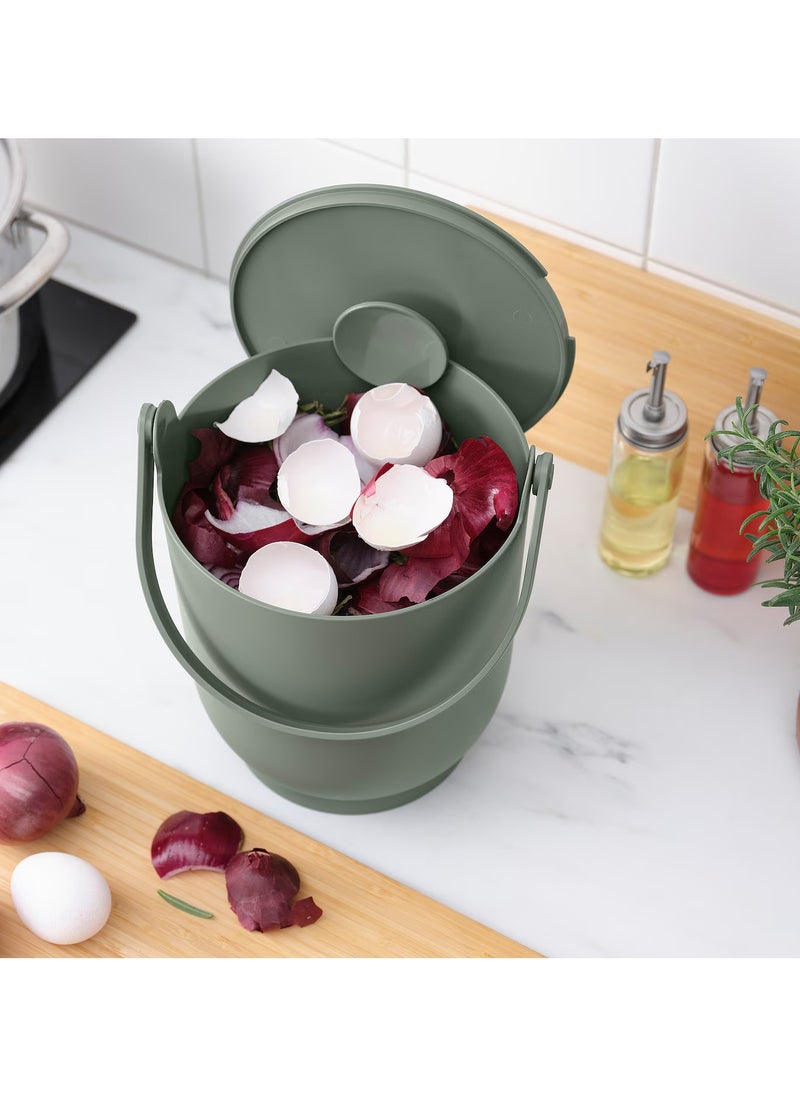 Generic Waste Bin, Garbage Bin, With Lid For Organic Waste, Grey-Green, 4L  - Image 2