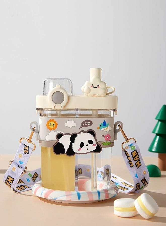 LITTLE SURPRISE BOX Little Surprise Box, Dual Beverage compartment, White Panda Tritan Kids Water Bottle, 580ml, 2yrs + - Image 2