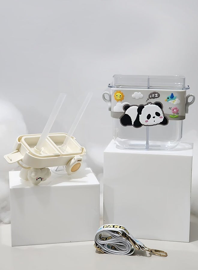 LITTLE SURPRISE BOX Little Surprise Box, Dual Beverage compartment, White Panda Tritan Kids Water Bottle, 580ml, 2yrs + - Image 5