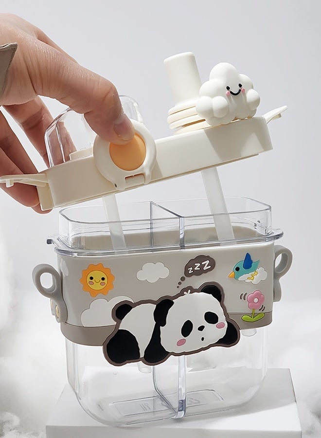 LITTLE SURPRISE BOX Little Surprise Box, Dual Beverage compartment, White Panda Tritan Kids Water Bottle, 580ml, 2yrs + - Image 4