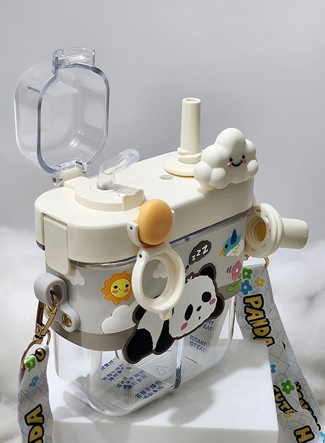 LITTLE SURPRISE BOX Little Surprise Box, Dual Beverage compartment, White Panda Tritan Kids Water Bottle, 580ml, 2yrs + - Image 3