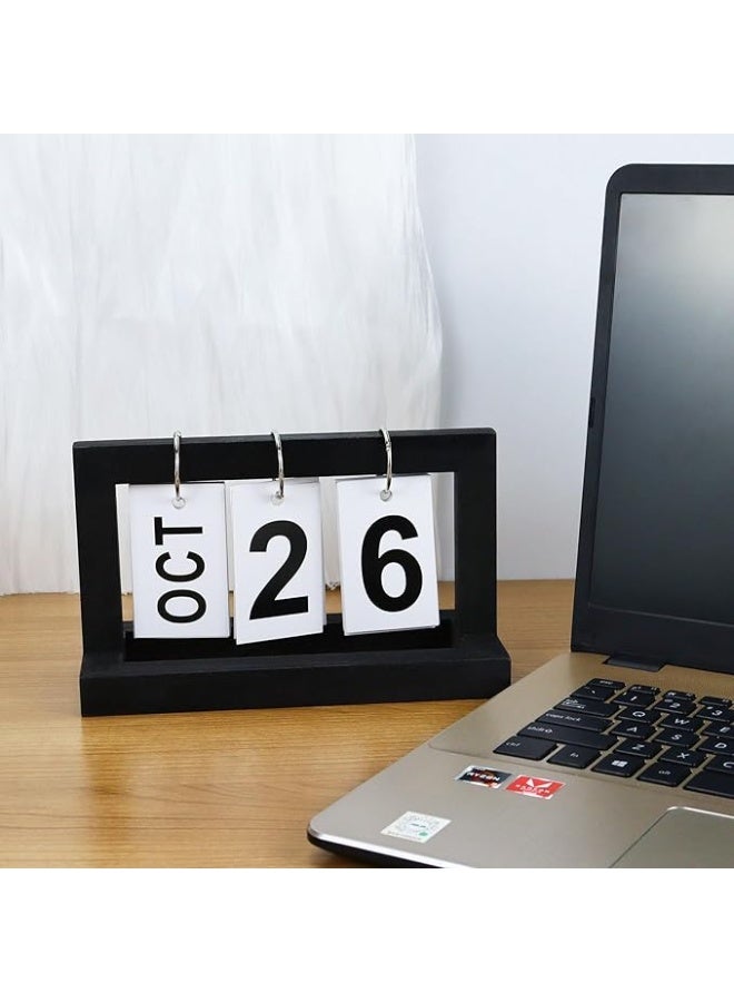 Azonee Flip Perpetual Calendar, Reusable Vintage Desktop Calender for Livingroom Office Shop Bar Desk Decor Week Month Day Display Week Month Day Display - Image 3
