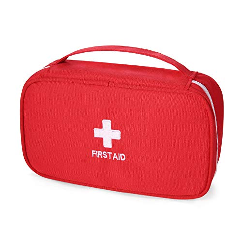 Ellsang First Aid Bags Empty, Portable Travel Medicine Bag for Camping Hiking Vehicle Motorcycle, Empty First Aid Bag for Home Emergency (Red) - Image 1