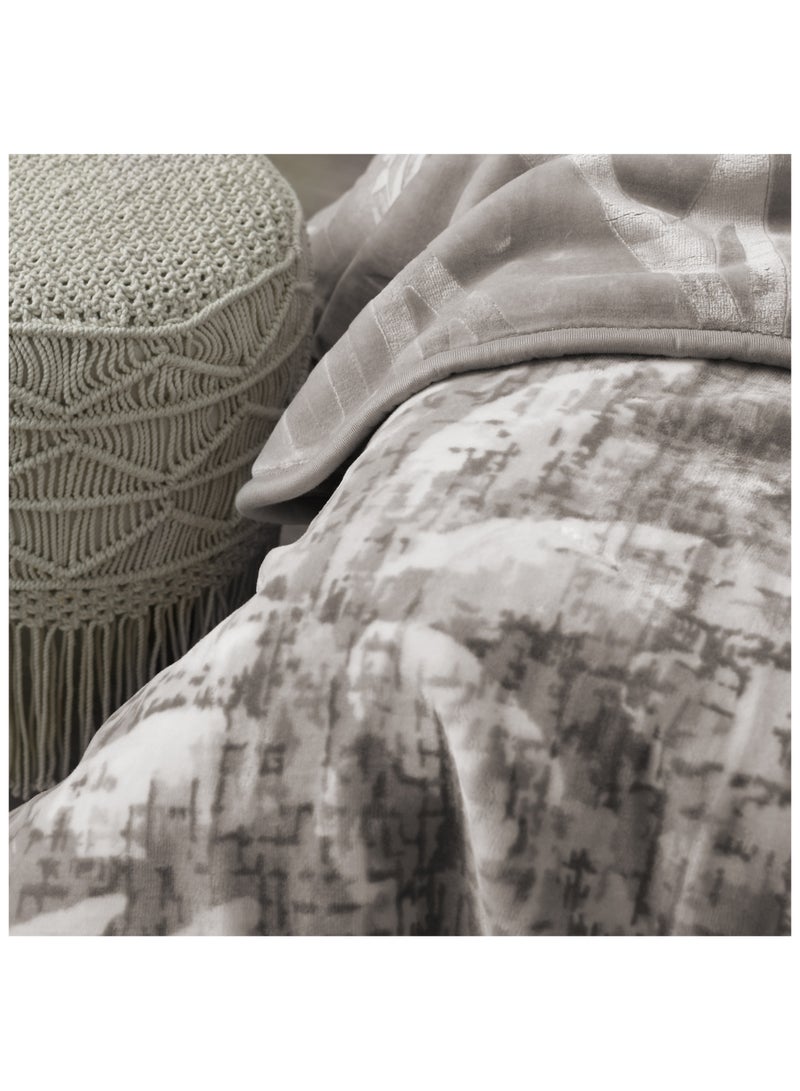 MORANO بطانية مورانو السحابية 220 × 240 سم قابلة للعكس من بوليستر فاخرة، مع تصميم مطبوع معقد من الأمام وتصميم بارز من الخلف، بطانية ناعمة دافئة مثقلة للمنزل والراحة - Image 3