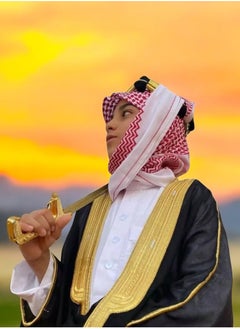ماركة غير محددة بشت مشلح ملكي فاخر (110سم) بشت مشلح ملكي فاخر باللون الأسود، تطريز ذهبي فاخر، مقاسات مختلفة للمواليد، الأطفال، الأولاد، الشباب، مناسب كهدية، هدايا للأطفال والأولاد، مشلح أسود، بشت أسود  - Image 3