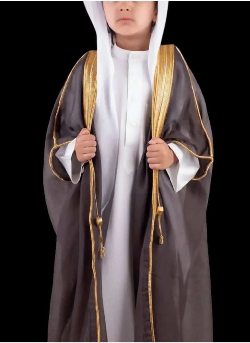 Generic Luxury Royal Bisht Mishlah (110cm) Luxury Royal Bisht Mishlah in black, luxurious gold embroidery, different sizes for newborns, children, boys, youth, suitable as a gift, gifts for children and boys, black Mishlah, black Bisht  - Image 5