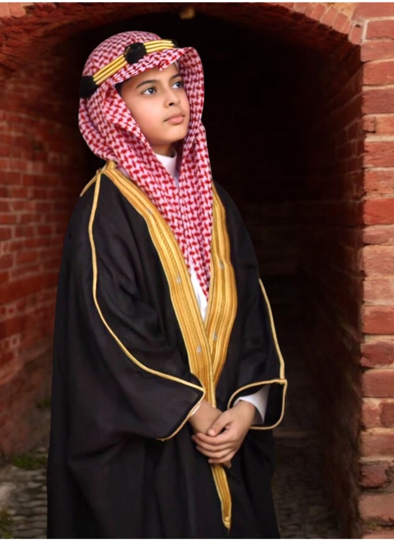 Generic Luxury Royal Bisht Mishlah (110cm) Luxury Royal Bisht Mishlah in black, luxurious gold embroidery, different sizes for newborns, children, boys, youth, suitable as a gift, gifts for children and boys, black Mishlah, black Bisht  - Image 2