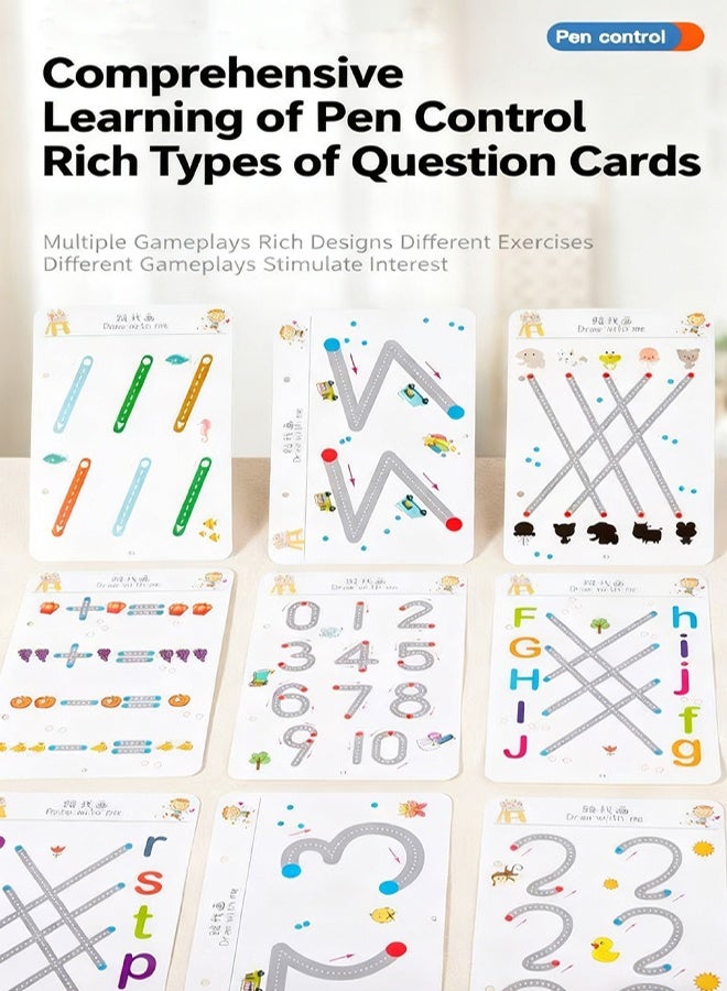 Zeemey 96 Pages/10 Pens - Pen Control Exercise Book with Erasable Pen and Refill, Reusable Tracing and Drawing Exercise Book - Essential Tool for Enhancing Hand Eye Coordination and Learning Writing Skills - Image 5