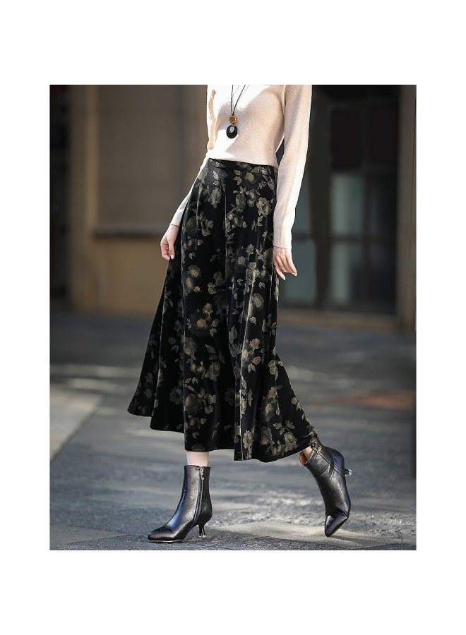 dme Demana [hot Stamping Craft] Autumn National Style New Chinese Velvet Mermaid Aesthetic Pee A-line Women's Skirt - Image 1