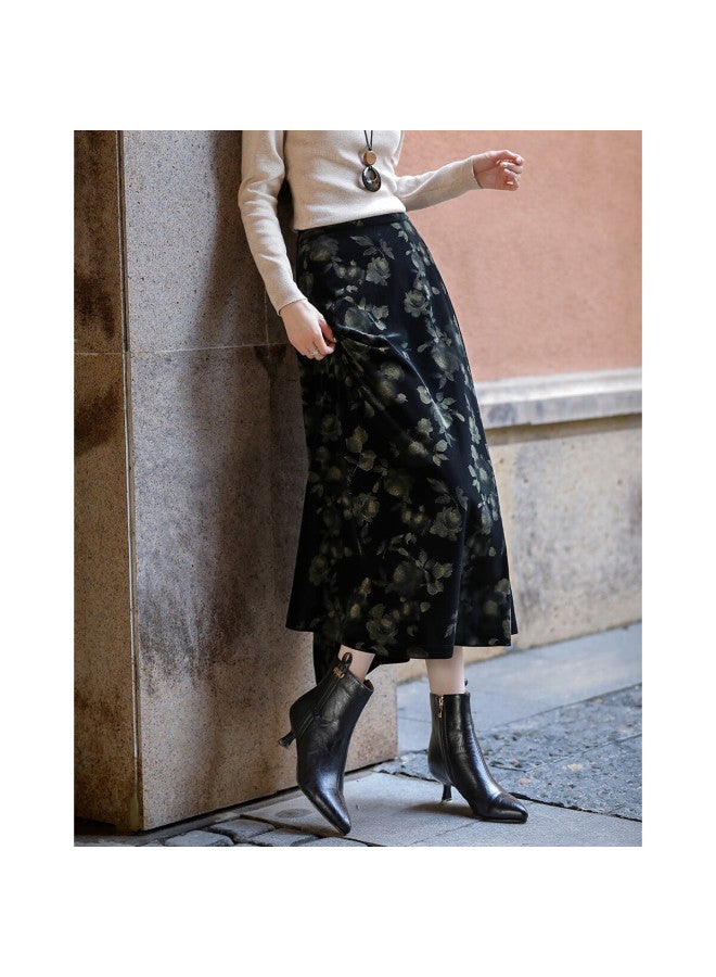dme Demana [hot Stamping Craft] Autumn National Style New Chinese Velvet Mermaid Aesthetic Pee A-line Women's Skirt - Image 2