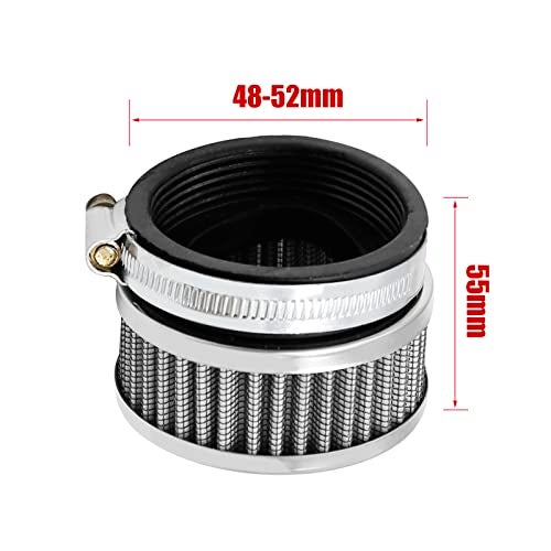 DUZFOREI 48mm-52mm Stainless Steel Air Intake Filter with Clamp Fits for Motorcycle Scooter (1) - Image 4