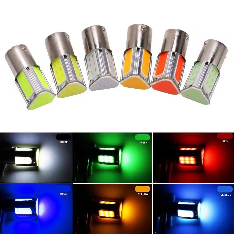 Motorcycle universal tail light brake light car tail light bulb brake light 12V double wire high and low foot bulb Yellow - Image 1