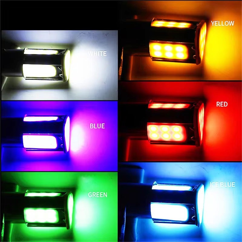 Motorcycle universal tail light brake light car tail light bulb brake light 12V double wire high and low foot bulb Yellow - Image 4