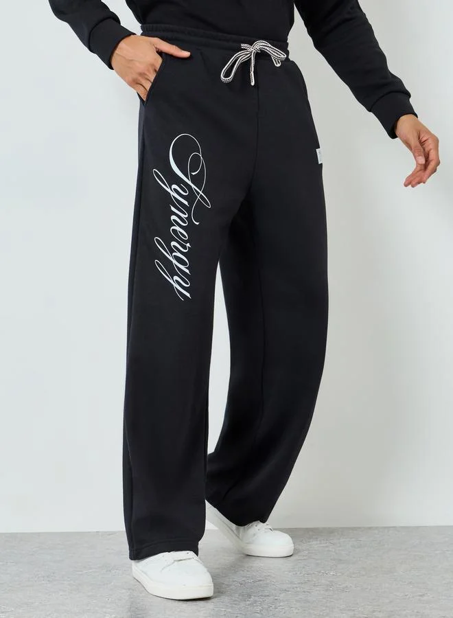 Men Text Print Oversized Joggers