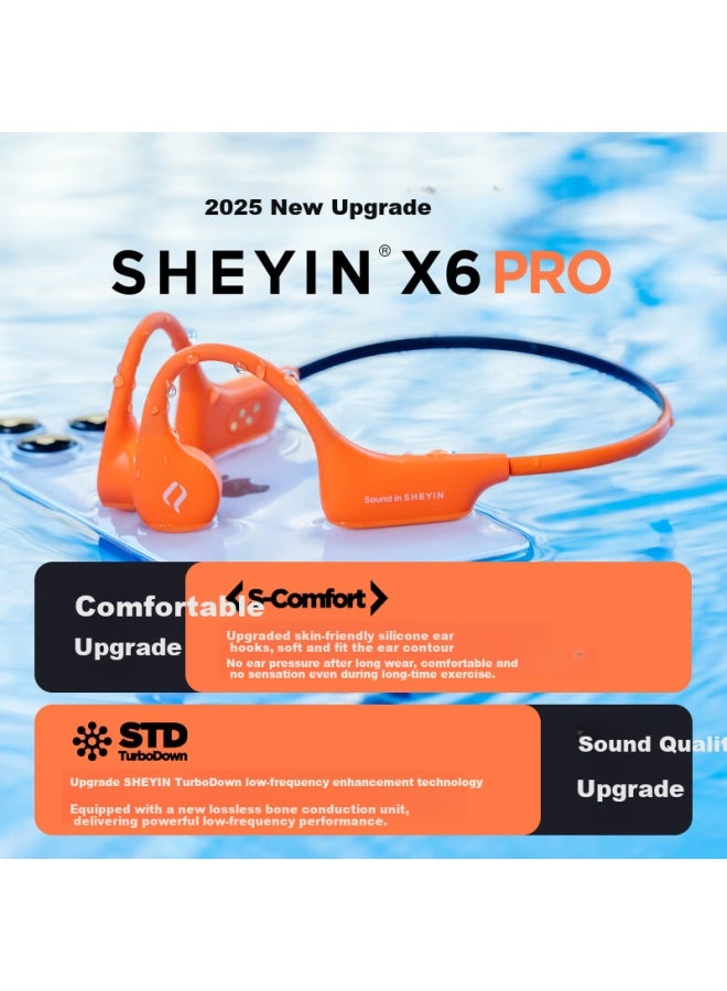 Sheyin X6pro Bone Conduction Sports Headphones Open-ear Bluetooth Swimming Running Fitness Outdoor Ipx8 Waterproof Sweatproof Black Red Color 32gb Memory - Image 2