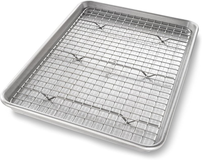 USA Pan 1605CR Jelly Roll Baking Pan and Bakeable Nonstick Cooling Rack, Metal - Image 1