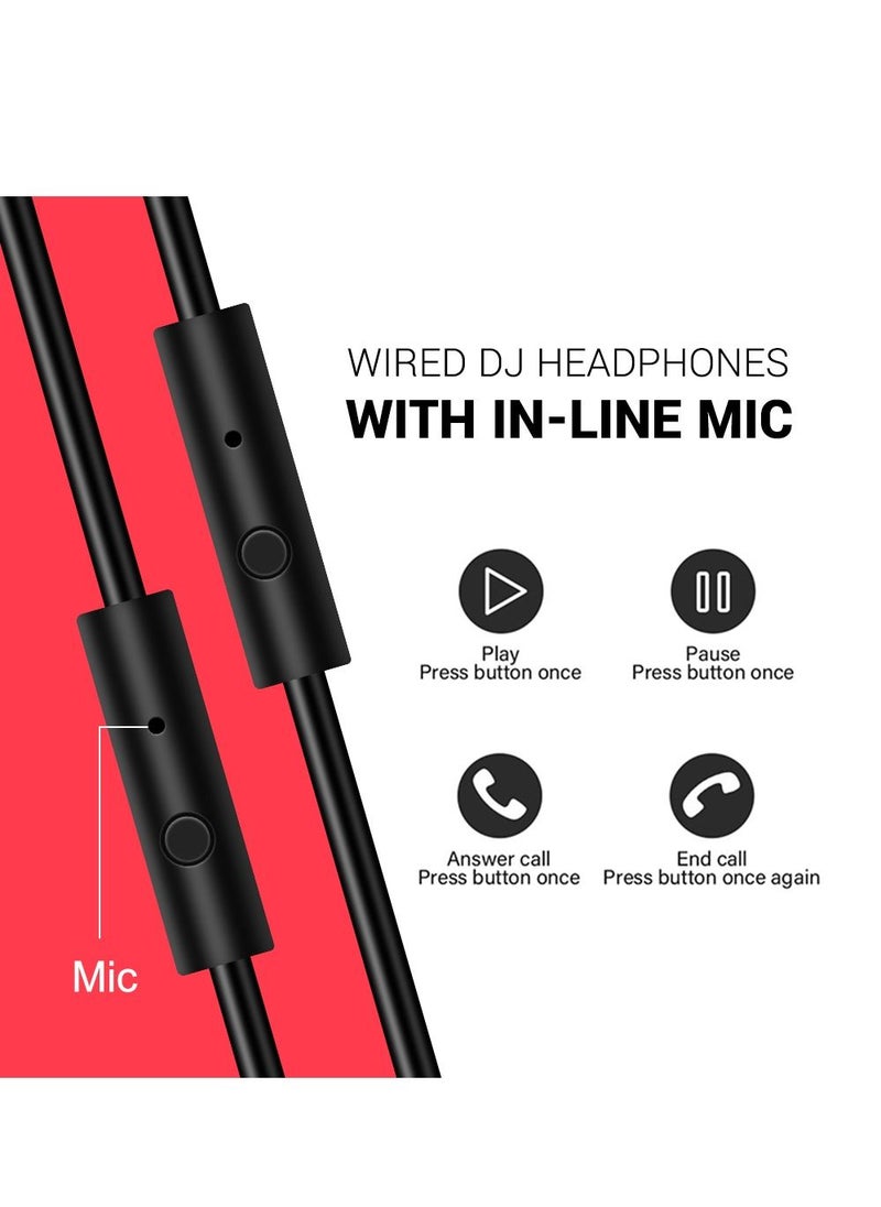 OneOdio - A71 Wired Over-Ear Stereo Sound Headset Black Red - Image 1