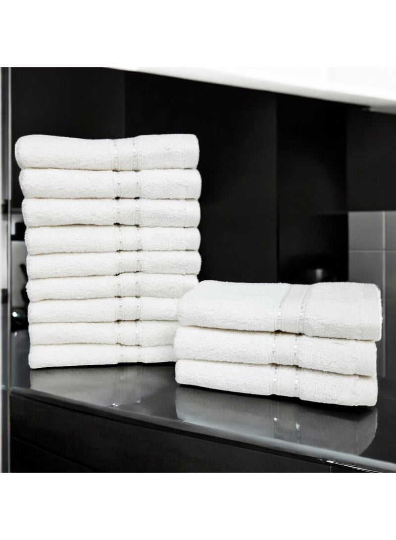 كاسينو Kassino Jumbo Face Towel (12 Pack, 33x33 cm) - 580 GSM Large Face Towels,100% Combed Cotton, Soft & Quick-Dry Towels, Highly Absorbent, Double Stitched Hotel Quality Towels | White - Image 2