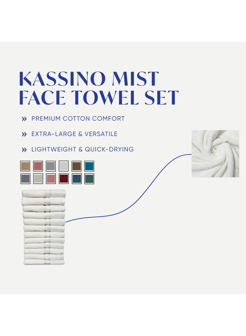 كاسينو Kassino Jumbo Face Towel (12 Pack, 33x33 cm) - 580 GSM Large Face Towels,100% Combed Cotton, Soft & Quick-Dry Towels, Highly Absorbent, Double Stitched Hotel Quality Towels | White - Image 3