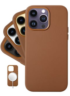 Classic - (for iPhone 14 Pro Max) - European Nappa Leather Case - Smoothen and Soften Over Time - Compatible with Magsafe - Saddle Brown