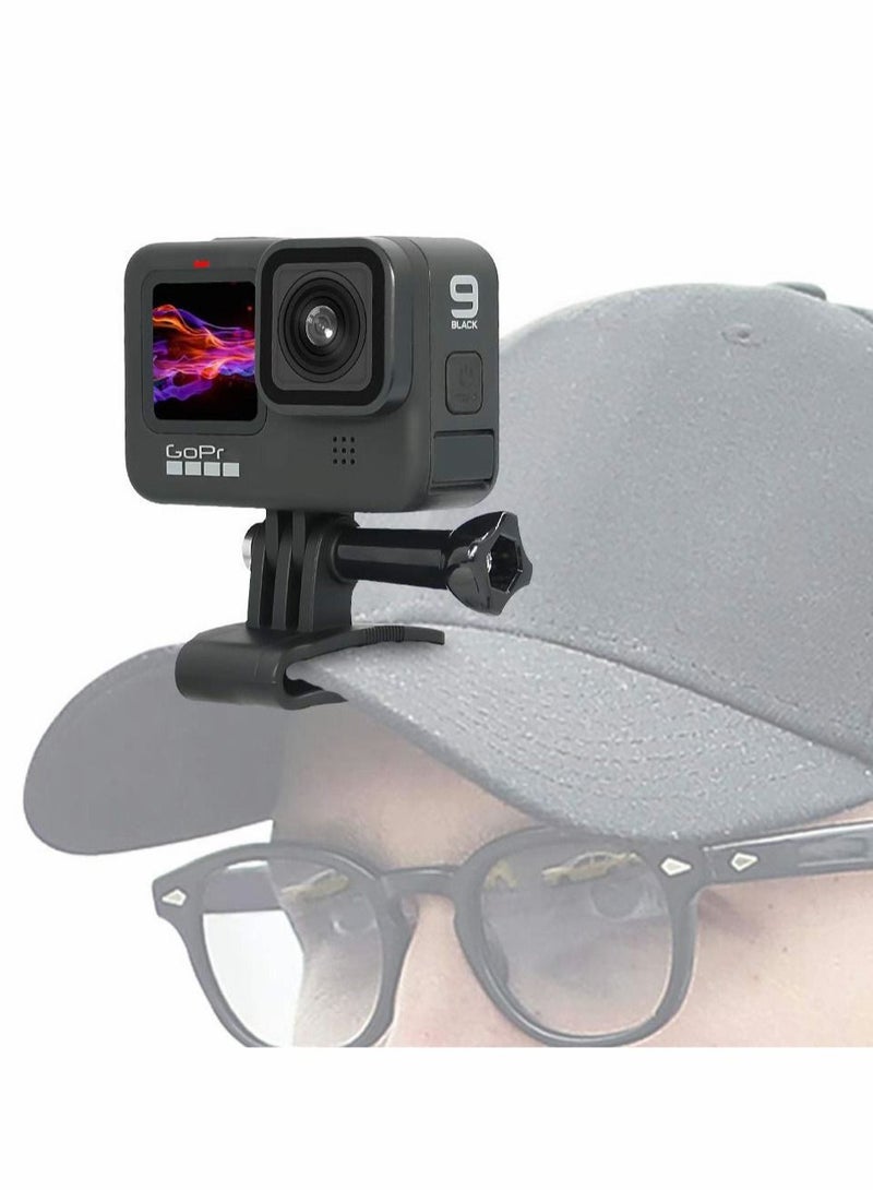 Excefore Baseball Hat Clip Mount Baseball Cap Clamp Quick Release Mount Compatible for GoPr Hero 11 10 9 8 7 6 5 Black, Fit for DJI Osmo Action 3/2, AKASO/Crosstour/Campark and More - Image 1
