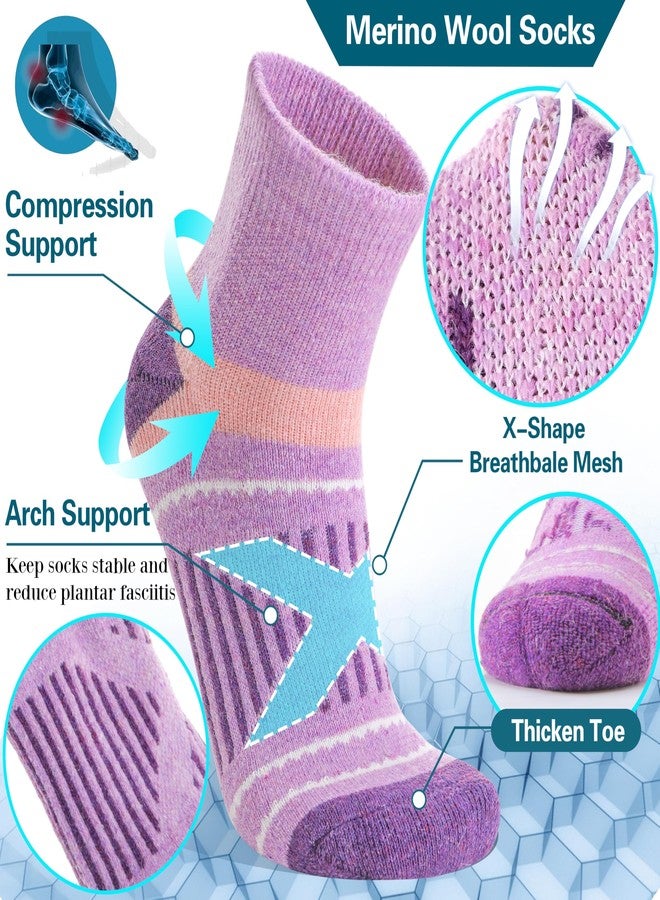 EBMORE جوارب إيبمور من صوف الميرينو، جوارب ضاغطة دافئة للمشي والجري في الشتاء، جوارب سميكة مبطنة ماصة للرطوبة، هدايا مثالية للنساء، 6 أزواج (ألوان متنوعة، مقاس كبير) - Image 2