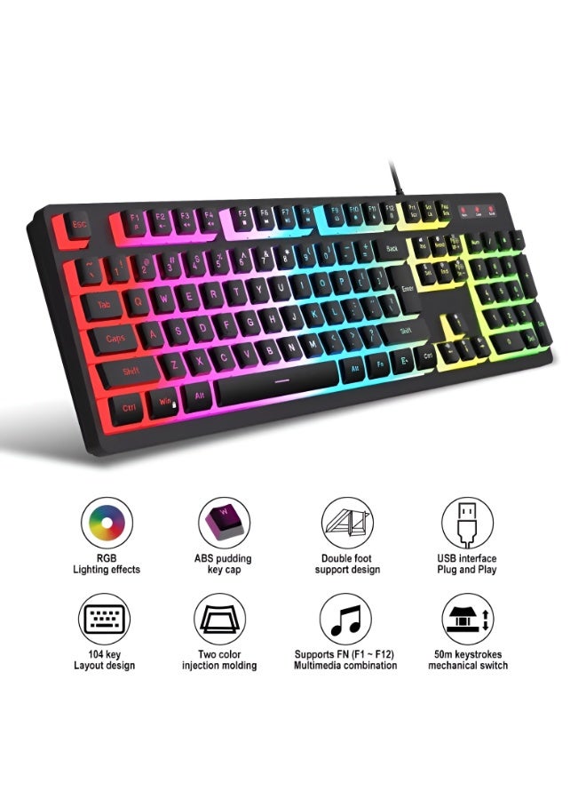 XTRIKE ME GK-915P Mechanical Gaming Keyboard with Rainbow LED Lighting – Blue Switch keys with 50 million keystrokes – Professional gaming design - Image 4