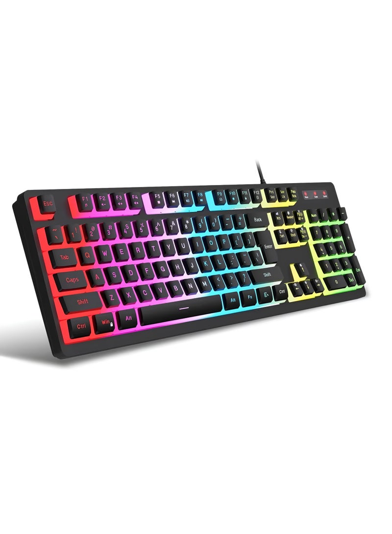 XTRIKE ME GK-915P Mechanical Gaming Keyboard with Rainbow LED Lighting – Blue Switch keys with 50 million keystrokes – Professional gaming design - Image 1