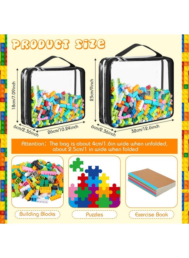 Sanwuta 6 Packs Toy Storage Bags, PVC Organizing Case Bags with Zipper, Waterproof Toy Container for Board Games, Building Blocks, Puzzles, Small Toys and Kids Books(Large, Small,Clear) - Image 2
