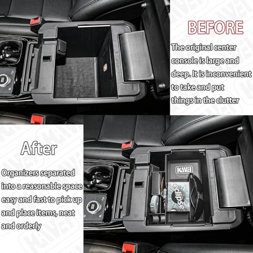 HGWEI Center Console Organizer Compatible with Ford Explorer 2020 2021 2022 2023 2024 2025 2026 Interior Accessories, Coin Holder Armrest Secondary Storage Box Container Insert Divider Tray, Black - Image 4