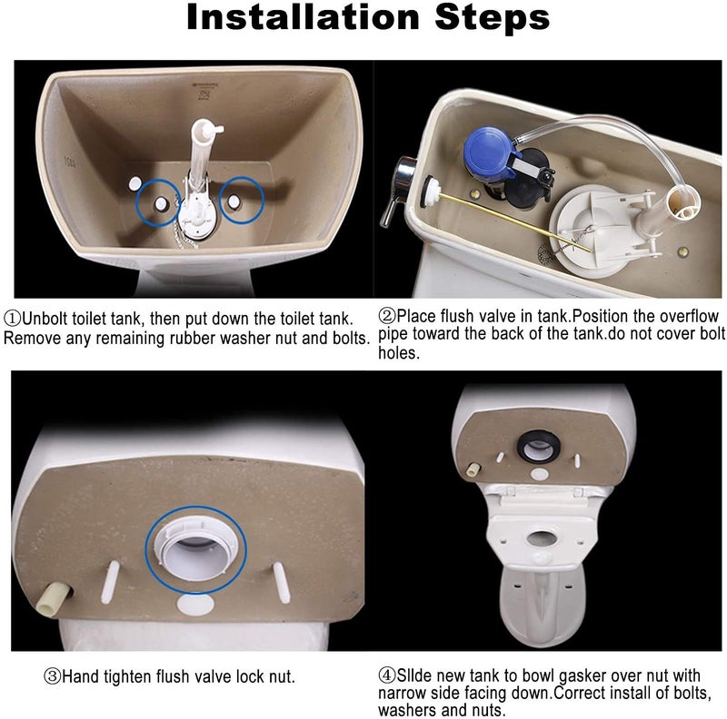 VALLVATER 3-Inch Flush Valve Replacement Kit With Gasket and Bolts - Compatible With American Standard 738921-100.0070A Two-Piece Toilet - Image 5