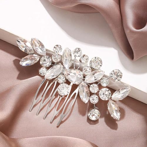 Unicra Crystal Bride Wedding Hair Comb Silver Bridal Headpiece Rhinestone Hair Accessories for Women and Girls (A-Silver) - Image 1