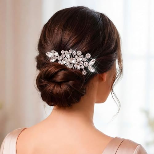 Unicra Crystal Bride Wedding Hair Comb Silver Bridal Headpiece Rhinestone Hair Accessories for Women and Girls (A-Silver) - Image 5