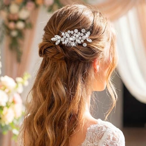 Unicra Crystal Bride Wedding Hair Comb Silver Bridal Headpiece Rhinestone Hair Accessories for Women and Girls (A-Silver) - Image 3