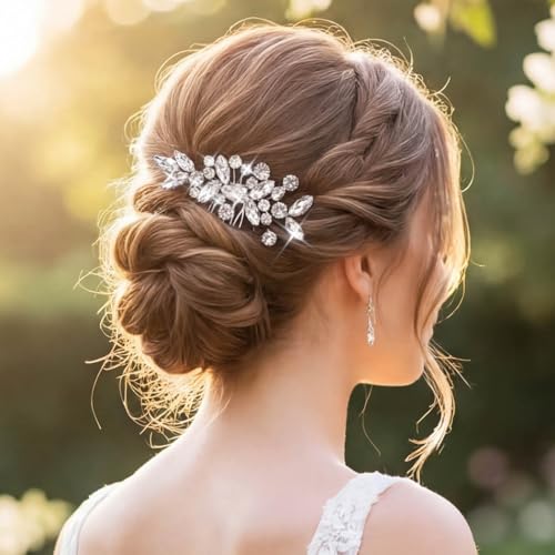Unicra Crystal Bride Wedding Hair Comb Silver Bridal Headpiece Rhinestone Hair Accessories for Women and Girls (A-Silver) - Image 2