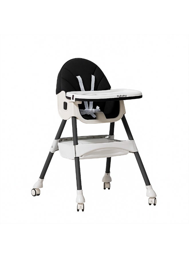 burbay Burbay 2-in-1 Foldable Baby High Chair & Rocking Chair - Adjustable Recliner with 360° Wheels(DM114) - Image 3