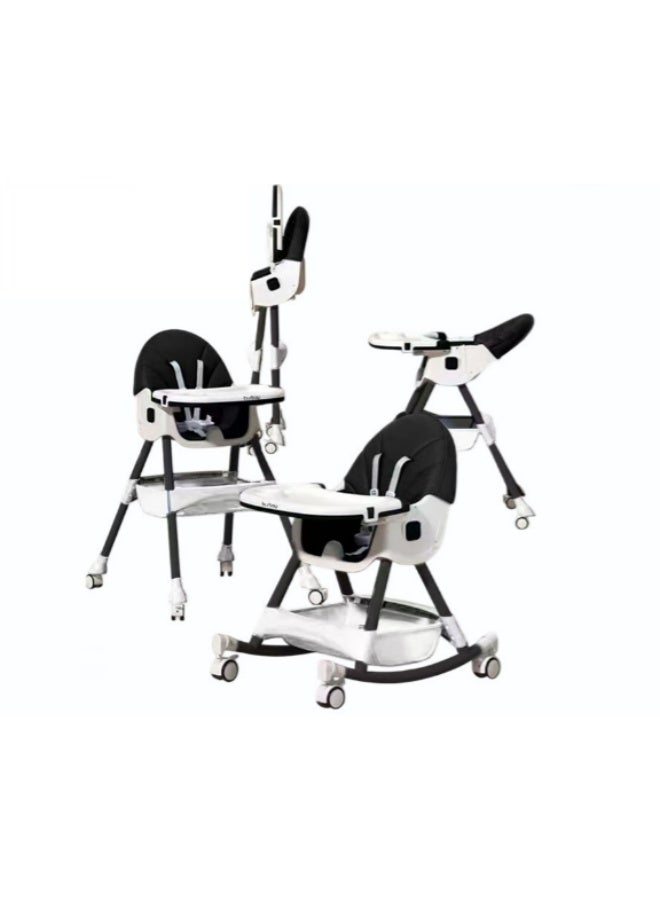 burbay Burbay 2-in-1 Foldable Baby High Chair & Rocking Chair - Adjustable Recliner with 360° Wheels(DM114) - Image 1