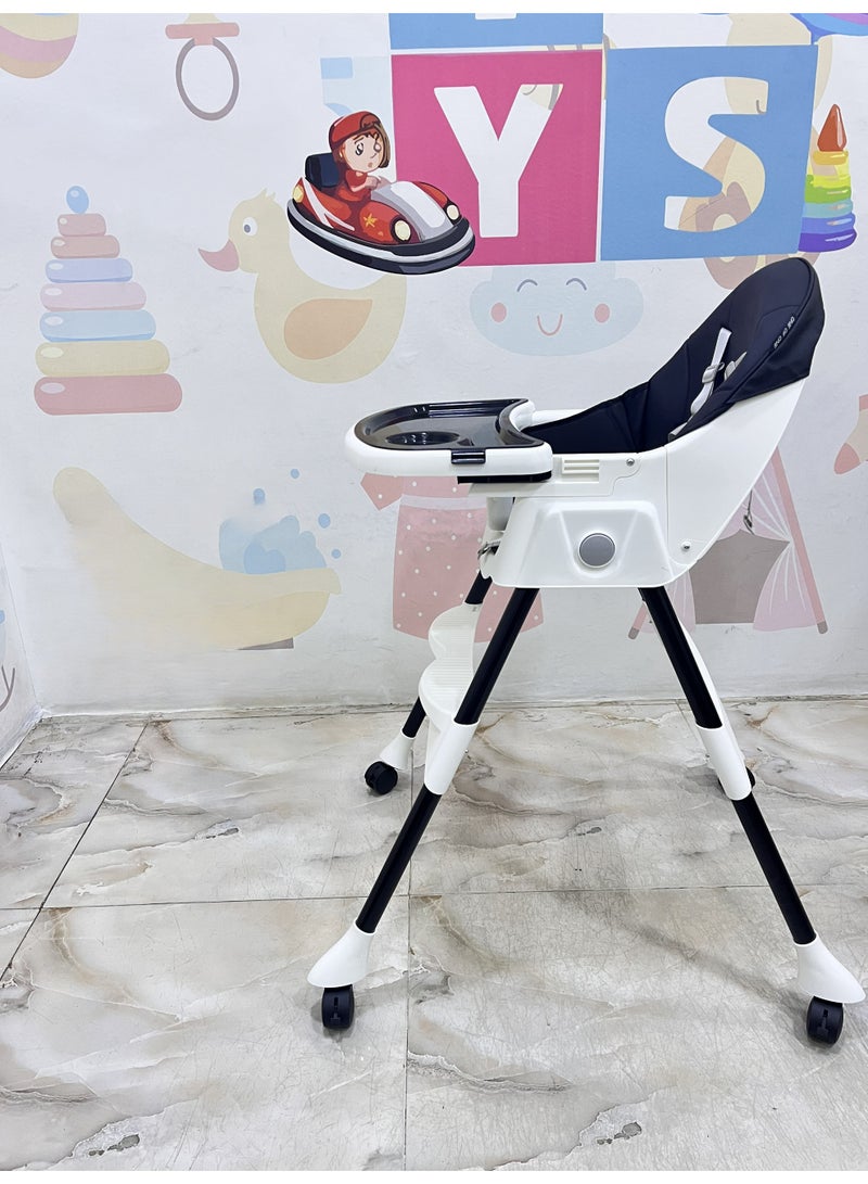 Burbay 2-in-1 Foldable Baby High Chair & Rocking Chair - Adjustable Recliner with 360° Wheels(DM114)