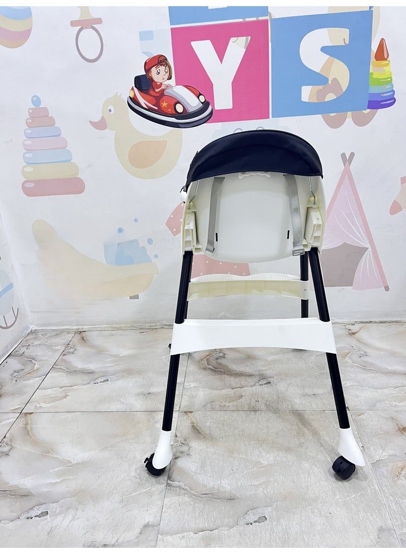 Burbay 2-in-1 Foldable Baby High Chair & Rocking Chair - Adjustable Recliner with 360° Wheels(DM114)