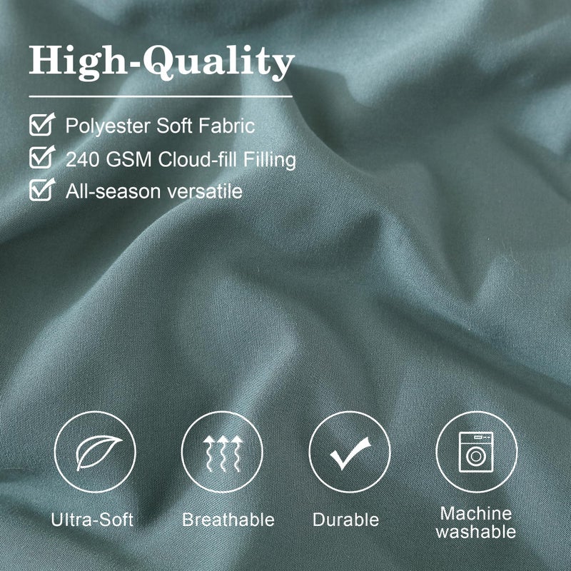 Monbix King Size Comforter Set - 7 Pieces Bed in a Bag King, Blue Green Bedding Sets with Comforter, All Seasons Comforter Bed Set with Sheets, Pillowcases & Shams - Image 5