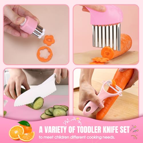Suhctuptx 37PCS Kids Cooking Sets Real, Kids Cooking and Baking Gift Set with Storage Case Timer Kid Safe Knives Cutting Board, Toddler Real Kitchen Tools, Birthday Gifts for Girls Boys Age 4 - 8 - Image 4