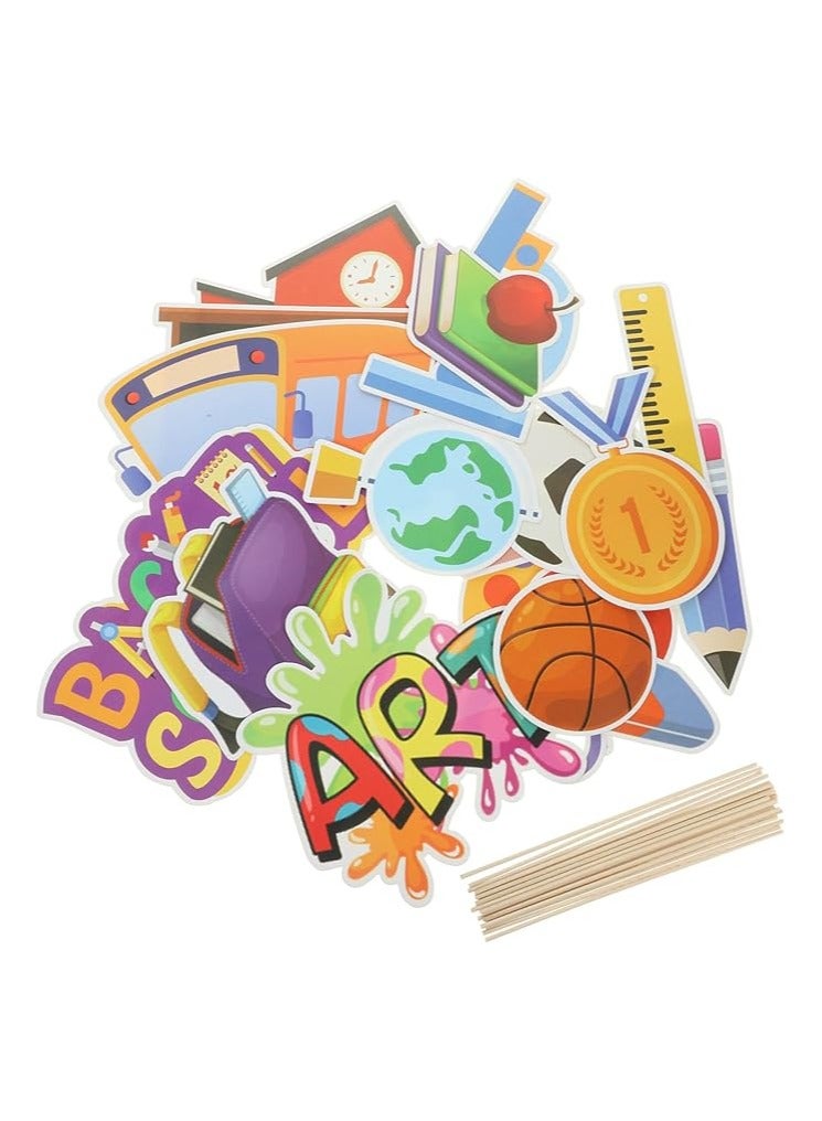 20pcs Homecoming Decoration Photo Props Back School Diy Photo Prop Back School Party Decor Party Props Back to School Party Favors Party Ornament Paper Cartoon Student Accessories - Image 1