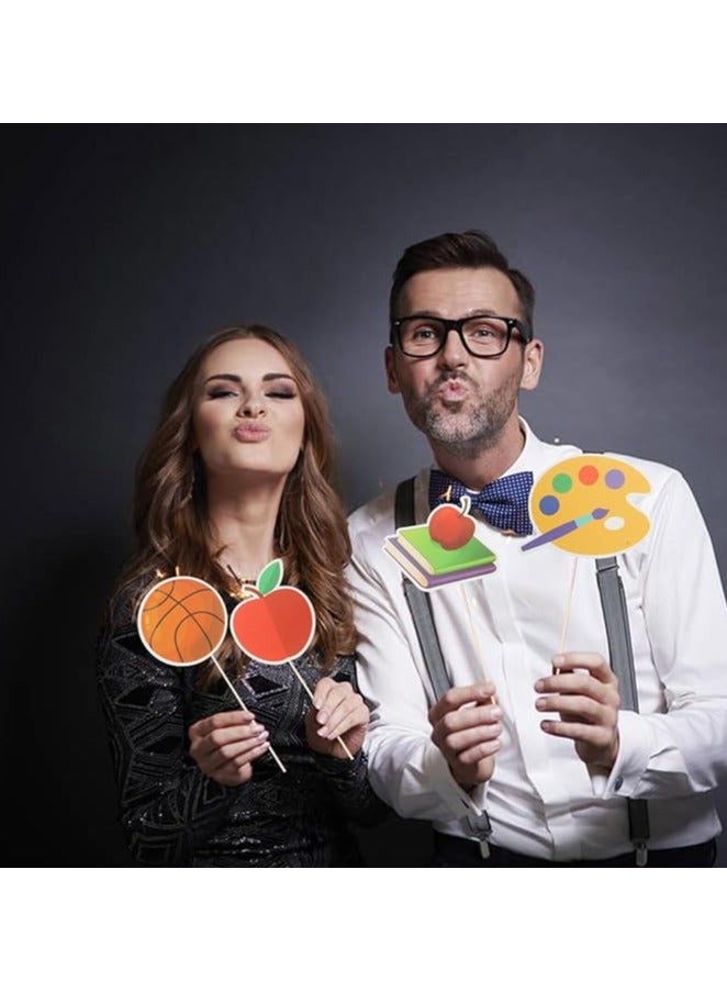 20pcs Homecoming Decoration Photo Props Back School Diy Photo Prop Back School Party Decor Party Props Back to School Party Favors Party Ornament Paper Cartoon Student Accessories - Image 2