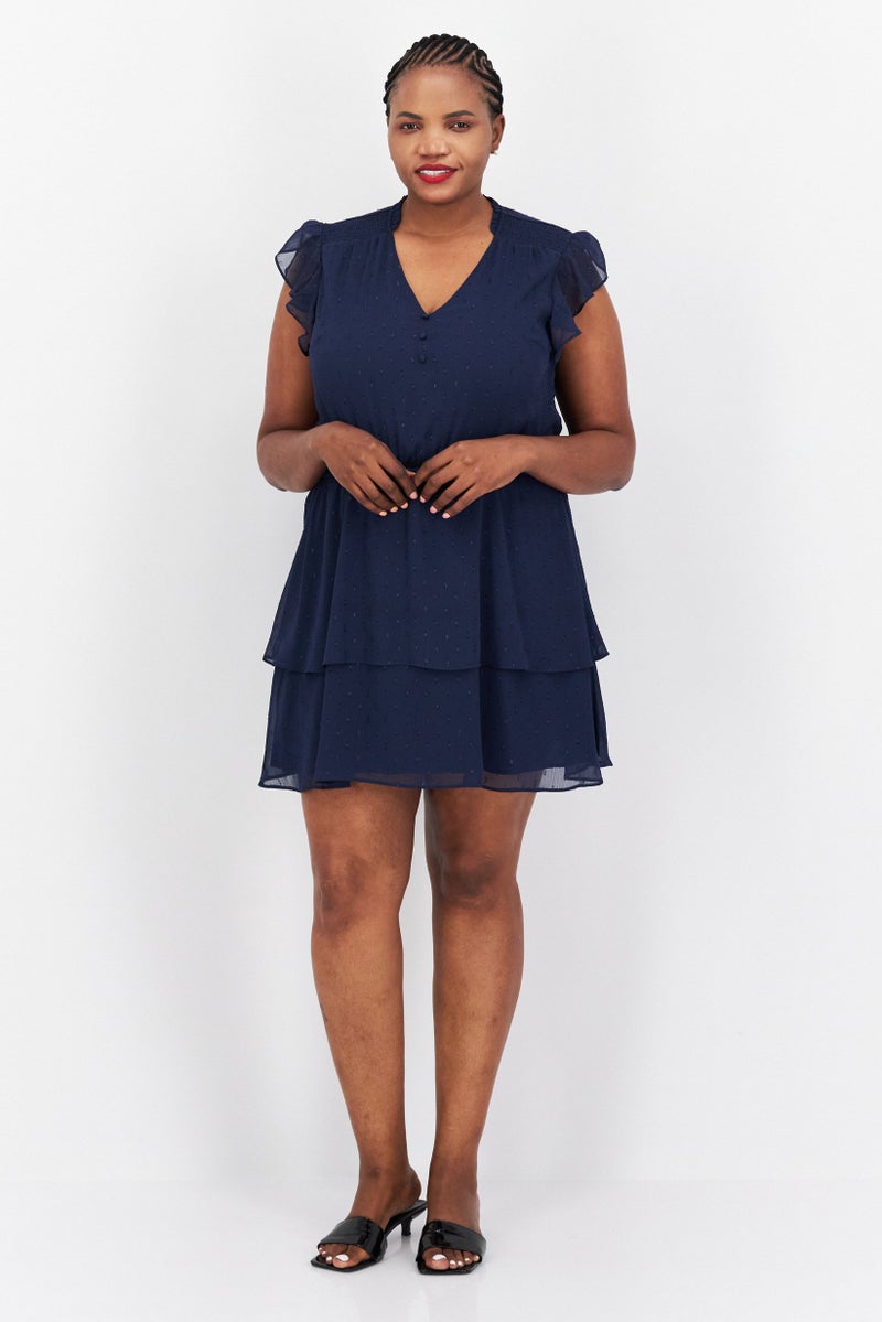 INC Women Textured Mini Dress, Navy Blue - Image 2