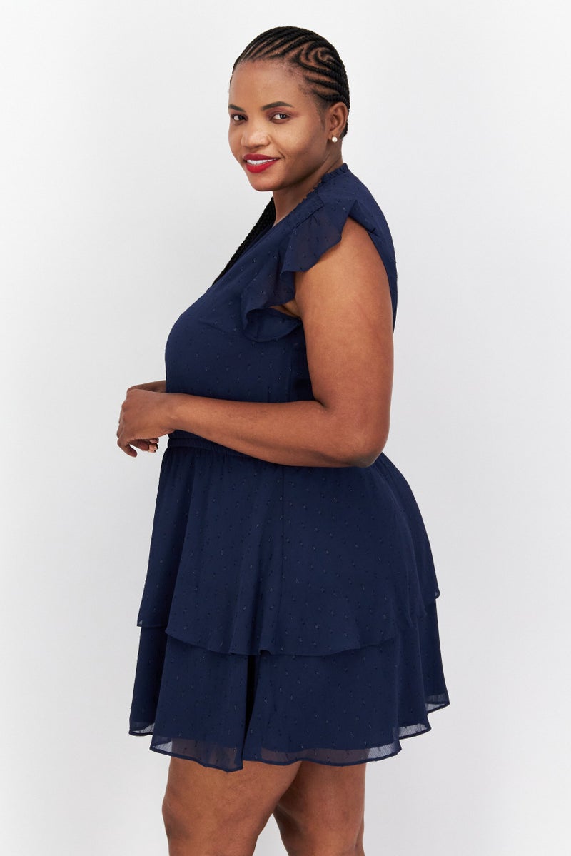 INC Women Textured Mini Dress, Navy Blue - Image 2