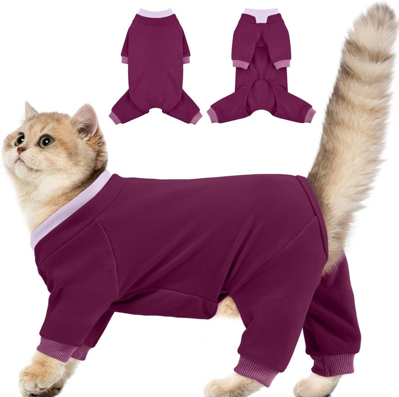 ADNIKIA Cat Hair Sticky Onesie, Prevent Hair Loss Cat Pajamas, Long Sleeves Anti-Licking & Skin Disease Recovery Suit for Cats, Sphynx Clothes Costumes Outfits for Pet - Image 1