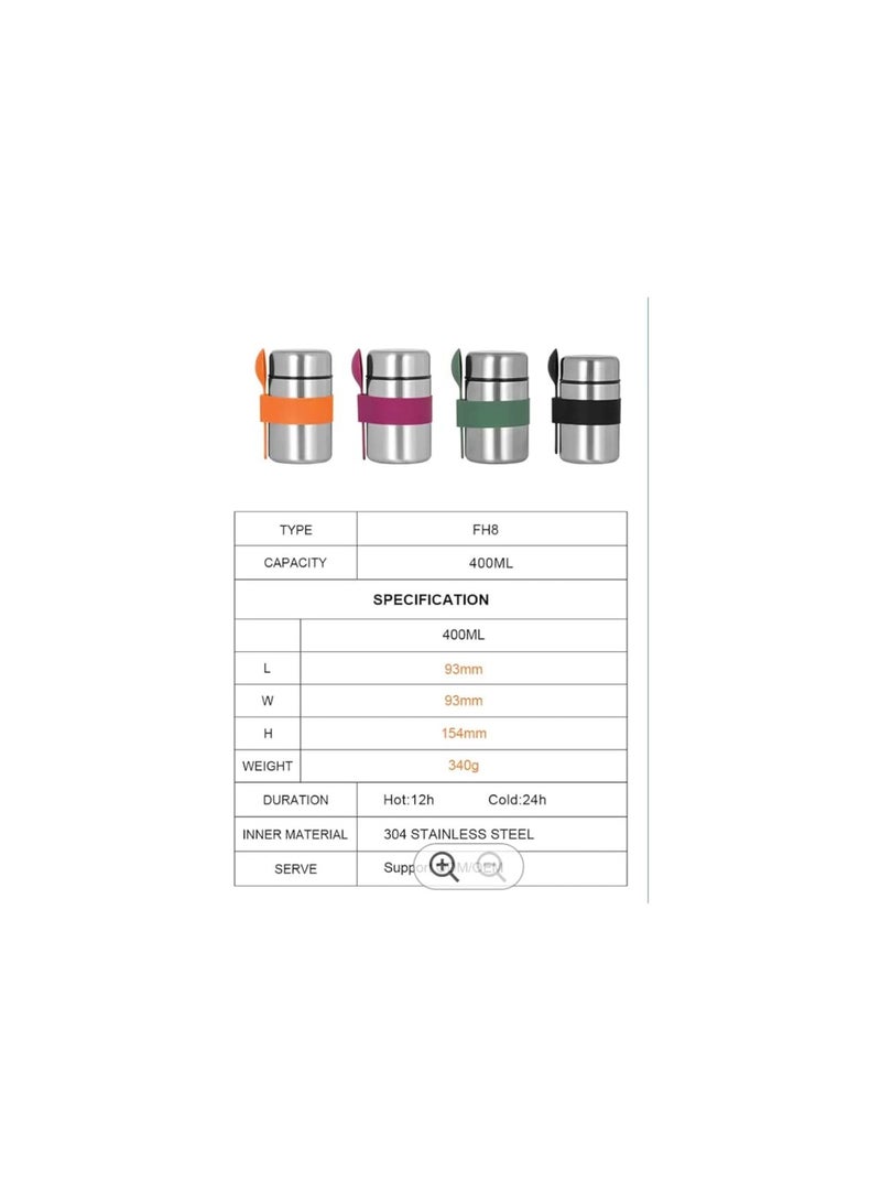 general brand وعاء حساء معزول بالفراغ سعة 400 مل من الفولاذ المقاوم للصدأ 304 صندوق غداء للأطفال والبالغين (400 مل، فولاذ مقاوم للصدأ + أزرق غامق) - Image 2