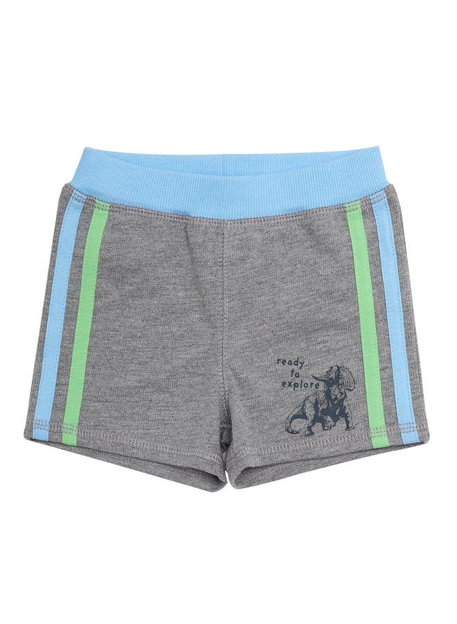 Jurassic Park Jurassic Baby Boys 4 Piece Clothing Set | One-Piece Bodysuit, Gel Overlay Shorts, Short Sleeve T-Shirt, Jogging Pants (Grey/Blue/Green, New Born) - Image 5