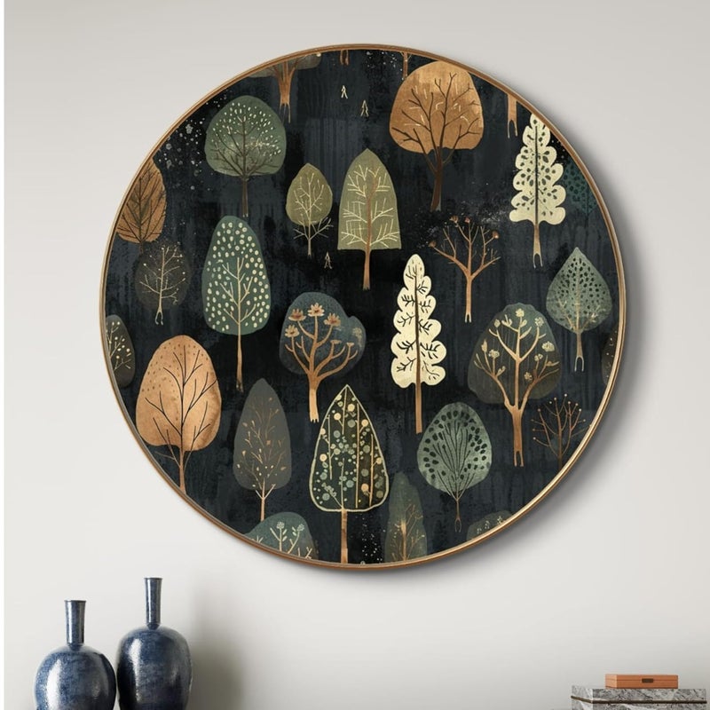 Livin'luxe Livinluxe paintings modern art Tree Premium Sparkle lamination Golden Slim Frame 58 cm x 58 cm Large Size For HomeOfficeHotel painting GR04