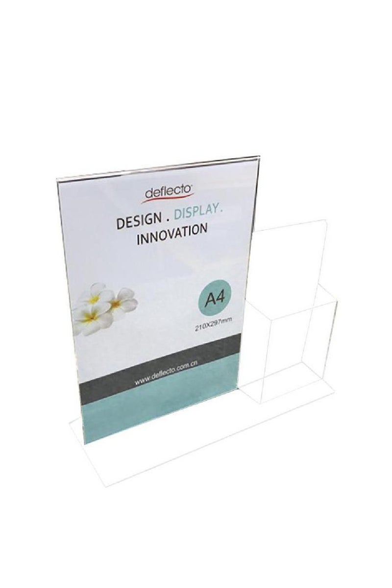 Deflecto Superior Image Stand-up Sign Holder (T-style) A4Table Top Acrylic Clear - Image 1
